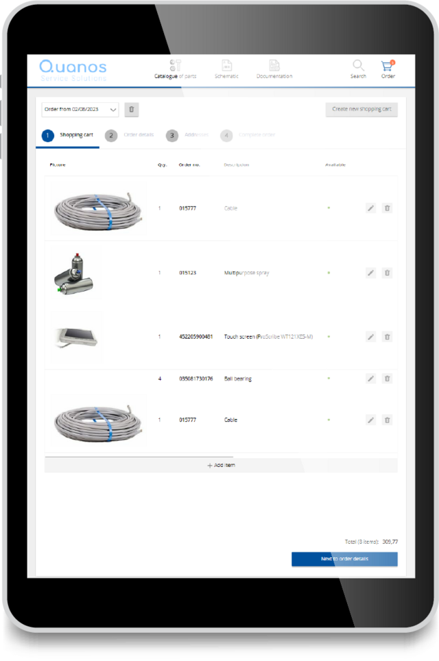 Digital spare parts catalogue Quanos SIS.one